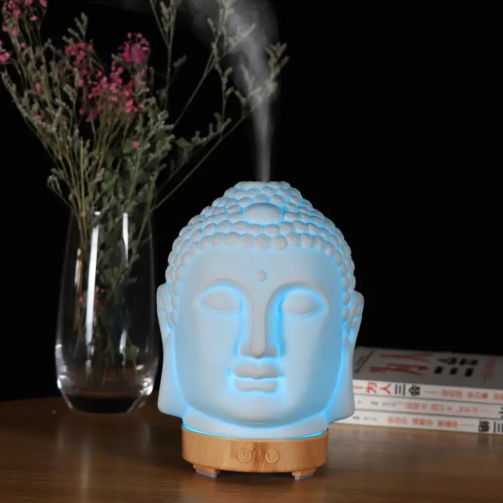 Humidificateur à tête de Bouddha avec lampe de nuit