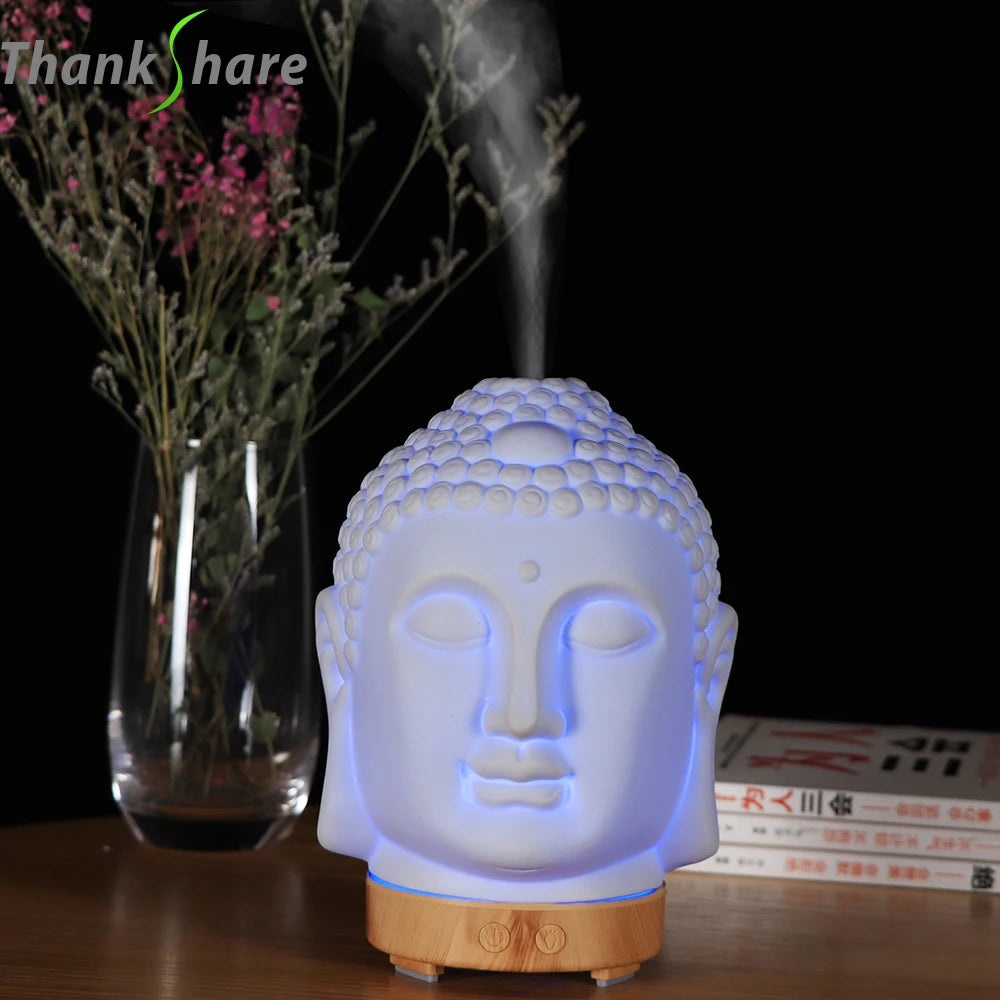 Humidificateur à tête de Bouddha avec lampe de nuit