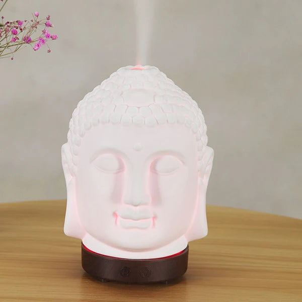 Humidificateur à tête de Bouddha avec lampe de nuit