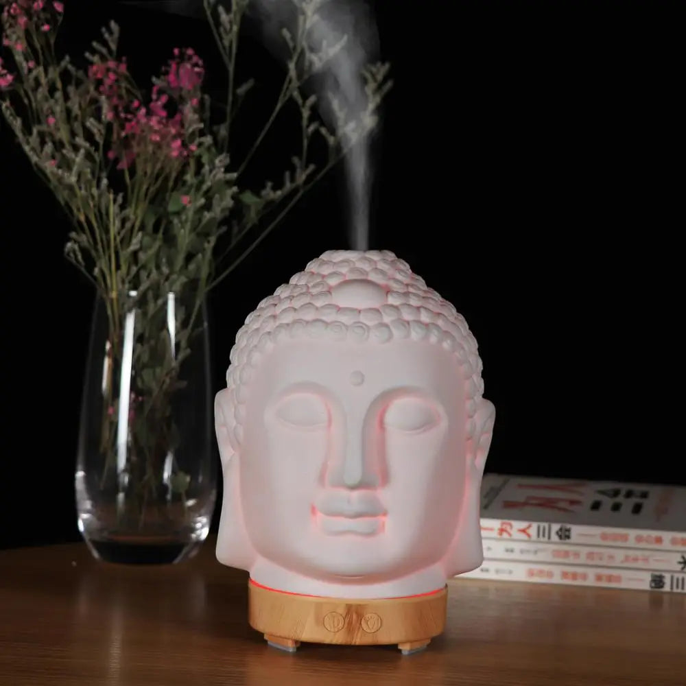 Humidificateur à tête de Bouddha avec lampe de nuit