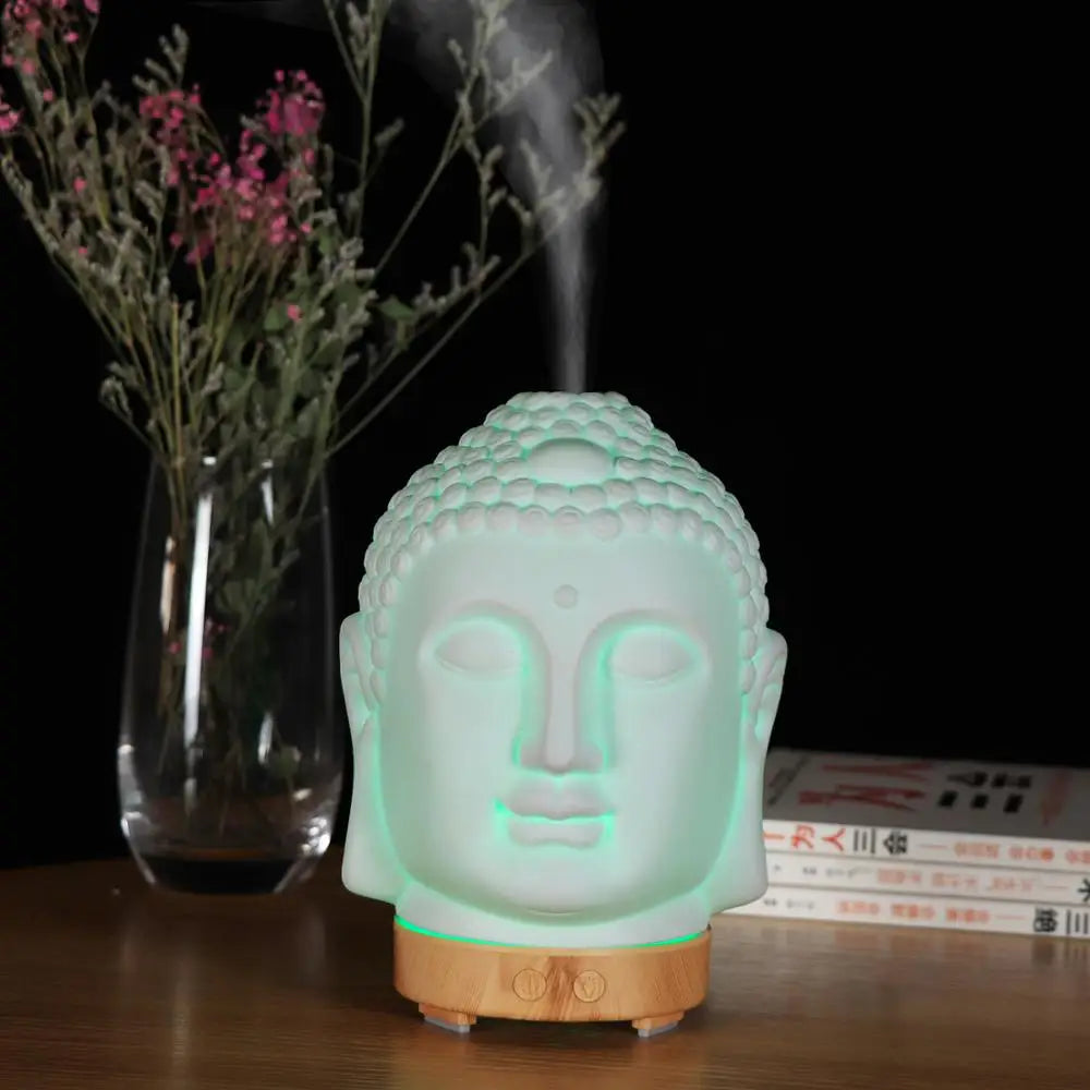 Humidificateur à tête de Bouddha avec lampe de nuit