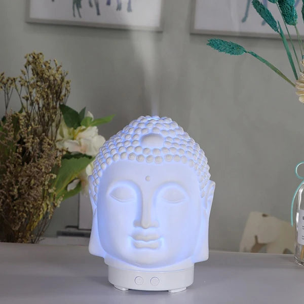 Humidificateur à tête de Bouddha avec lampe de nuit