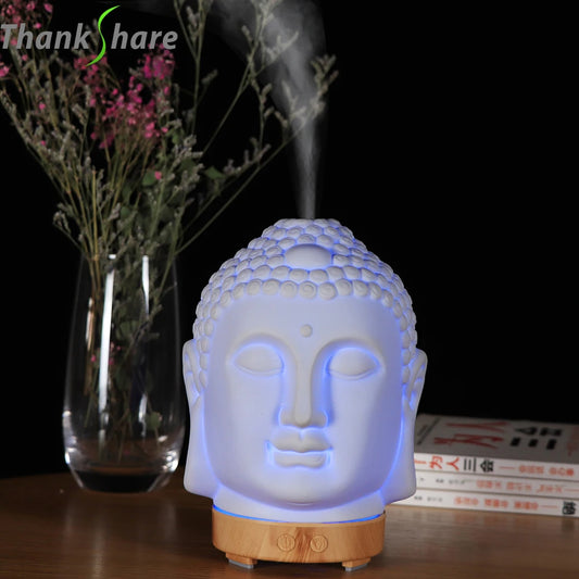Humidificateur à tête de Bouddha avec lampe de nuit