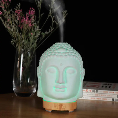 Humidificateur à tête de Bouddha avec lampe de nuit